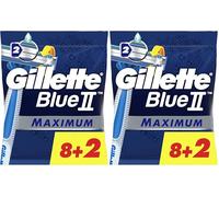 Gillette BlueII Maximum Maquinillas De Afeitar Desechables Para Hombre, Con 2 Hojas, Cabezal Pivotante x 10 (Paquete de 2)