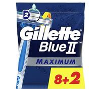 Gillette BlueII Maximum Maquinillas de Afeitar Desechables para Hombre, Pack de 10 - Cuchillas con 2 Hojas, Cabezal Pivotante, Banda Lubricante