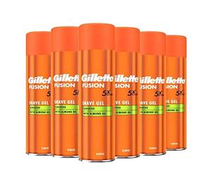 Gillette Fusion 5 Ultra sensible hombre afeitado Gel, 200 ml, pack de 6