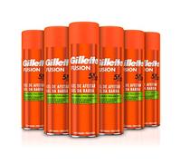 Gillette Fusion Gel de Afeitar Hombre para Pieles Sensibles Acción x 5, Pack 6 x 200 ml, con Aceite de Almendras, Limpia, Hidrata y Protege