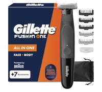 Gillette Fusion One Recortadora de Barba Y Afeitadora Corporal, Negro | Barbero Todo en Uno para Cara Y Cuerpo, Cabezal Pivotante, 5 Peines, Funda, Resistente al Agua, Inalámbrica, 45 Min de Uso