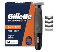 Gillette Fusion One Recortadora de Barba Y Afeitadora Corporal, Negro | Barbero Todo en Uno para Cara Y Cuerpo, Cabezal Pivotante, 4 Peines, Resistente al Agua, Inalámbrica, 45 Min de Uso