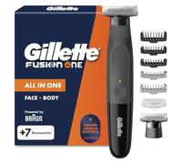Gillette Fusion One Recortadora de Barba Y Afeitadora Corporal, Negro | Barbero Todo en Uno para Cara Y Cuerpo, con Cabezal Pivotante, 4 Peines Y 1 Recambio, Resistente al Agua, 45 Min de Uso