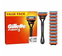 Gillette Fusion5 - Afeitadora para hombre, 1 maquinilla de afeitar Gillette, 11 recambios de cuchillas, con lubrastrip para un afeitado de cerca