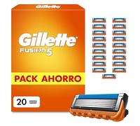 Gillette Fusion5 Pack de 20 Recambios Para Maquinillas De Afeitar, Cuchillas De Afeitar Con 5 Hojas, Banda De Gel Lubricante y Recortadora De Precisión