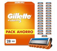 Gillette Fusion5 Pack de 28 Recambios Para Maquinillas De Afeitar, Cuchillas De Afeitar Con 5 Hojas, Banda De Gel Lubricante y Recortadora De Precisión
