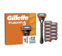 Gillette Fusion5 Maquinilla De Afeitar Para Hombre Con Recambios, 1 Mango, 12 Cuchillas Con 5 Hojas, Banda De Gel Lubricante y Recortadora De Precisión