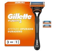 Gillette Fusion5 Maquinilla De Afeitar Para Hombre con 3 Recambios | 1 Mango + 3 Cuchillas de Afeitar con 5 Hojas Y Banda de Gel Lubricante para Un Afeitado Apurado Duradero