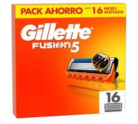 Gillette Fusion5 Pack de 16 Recambios Para Maquinillas De Afeitar, Cuchillas De Afeitar Con 5 Hojas, Banda De Gel Lubricante y Recortadora De Precisión