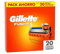Gillette Fusion5 Recambios para Maquinillas de Afeitar, Pack de 20 Cuchillas de Afeitar con 5 Hojas, Banda de Gel Lubricante Y Recortadora de Precisión