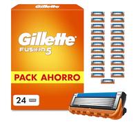 Gillette Fusion5 Pack de 24 Recambios Para Maquinillas De Afeitar, Cuchillas De Afeitar Con 5 Hojas, Banda De Gel Lubricante y Recortadora De Precisión