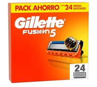 Gillette Fusion5 Recambios para Maquinillas de Afeitar, Pack de 24 Cuchillas de Afeitar con 5 Hojas, Banda de Gel Lubricante Y Recortadora de Precisión
