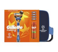 Gillette Fusion5 UEFA Champions League Special Edition - Incluye 1 afeitadora húmeda Gillette 4 cuchillas de repuesto con tiras deslizantes y 5 cuchillas, afeitado de larga duración, gel de afeitar de