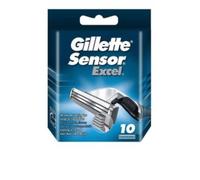 Gillette Sensor Excel Recambio De Máquinilla De Afeitar 10 Recambios, cuchillas de afeitar