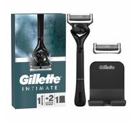 Gillette Intimate - Afeitadora manual para hombre, mango reutilizable y 2 cartuchos de carga de 5 cuchillas antifricción para proteger la piel del pu iseñada para un afeitado fácil de las zonas