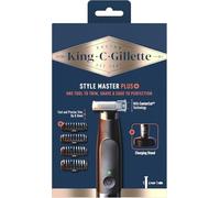 Gillette King C - Cortapúas eléctricas para hombres, estilo Master Plus, inalámbrico y con cuchillas afiladas, estuche para barba para hombre con 4 zuecos intercambiables para podar y afeitar