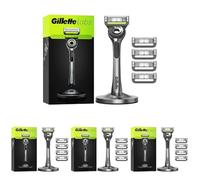Gillette Labs - Cuchilla de afeitar para hombre, 1 pieza de mano, 5 cuchillas de repuesto, base magnética (Paquete de 4)