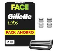 Gillette Labs - Juego de 9 recambios de afeitadora para hombres, autépticos, con 5 mejores cuchillas de la marca, barra exfoliante para un afeitado suave y eficaz, compatible con las mangas