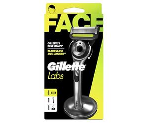 Gillette Labs - Maquinilla de afeitar para hombre + 1 repuesto de cuchilla de afeitar, con barra exfoliante, incluye soporte magnético de primera calidad