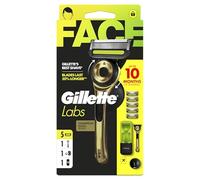 Gillette Labs Razor para hombre, Champion Gold Edition, 1 asa y estuche de viaje, 5 cuchillas de recambio, barra exfoliante, colgador de pared, práctico almacenamiento para el baño