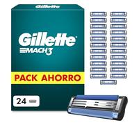 Gillette Mach3 Base Pack de 24 Recambios Para Maquinillas De Afeitar Para Hombre, Cuchillas de Afeitar Con 3 Hojas y Banda Lubricante Para Un Afeitado Suave, Compatible Con Todos Los Mangos Mach3