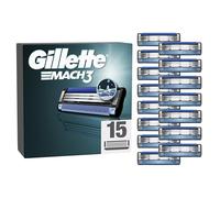 Gillette Mach3 Base Pack de 15 Recambios Para Maquinillas De Afeitar Para Hombre, Cuchillas de Afeitar Con 3 Hojas y Banda Lubricante, Compatible Con Todos Los Mangos Mach3
