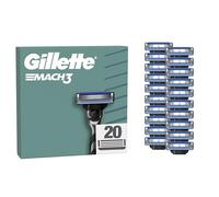 Gillette Mach3 Base Recambios para Maquinillas de Afeitar para Hombre, Pack de 20 Cuchillas de Afeitar con 3 Hojas Y Banda Lubricante, Compatible con Todos Los Mangos Mach3