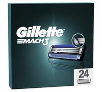 Gillette Mach3 Base Recambios para Maquinillas de Afeitar para Hombre, Pack de 24 Cuchillas de Afeitar con 3 Hojas Y Banda Lubricante para Un Afeitado Suave, Compatible con Todos Los Mangos Mach3