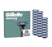 Gillette Mach3 Base Recambios para Maquinillas de Afeitar para Hombre, Pack de 28 Cuchillas de Afeitar con 3 Hojas Y Banda Lubricante, Compatible con Todos Los Mangos Mach3