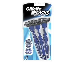 Gillette Mach3 - Cortadora de barba para hombre, afeitadora de mano libre, 3 cuchillas de afeitar de 3 cuchillas, fácil aclarado, excelente deslizamiento con gel lubricante, hasta 15 afeitados con 1