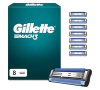 Gillette Mach3 Cuchillas de Afeitar Hombre, Pack de 8 | Recambios para Maquinillas de Afeitar, con 3 Hojas Y Barra de Gel Lubricante, Compatible con Todos Los Mangos Mach 3