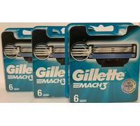 Gillette Mach3 Cuchillas De Afeitar Para Hombres, 3 X 6 Piezas