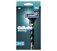 Gillette Mach3 Base Maquinilla De Afeitar Para Hombre, 1 Mango De Maquinilla De Afeitar Gillette, 3 Recambios, Con Banda De Gel Lubricante Para Un Deslizamiento Suave Y NUEVO Revestimiento