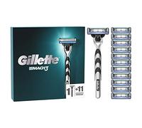 Gillette Mach3 - Maquinilla de afeitar para hombre + 12 recambios de cuchillas de afeitar, más fuerte que las cuchillas de acero, mango de movimiento 3D, Lubrastrip mejorado