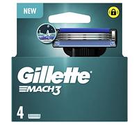 Gillette Mach3 Recambio Para Máquinillas De Afeitar Para Hombre De 3 Hojas, 4 Recambios Para Máquina De Afeitar, Hojas Más Resistentes Que El Acero, cuchillas de afeitar