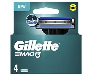 Gillette Mach3 Recambio Para Máquinillas De Afeitar Para Hombre De 3 Hojas, 4 Recambios Para Máquina De Afeitar, Hojas Más Resistentes Que El Acero, cuchillas de afeitar