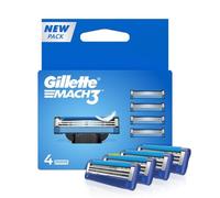 Gillette Mach3 Recharge de Rasoir pour Homme, 3 lames, 4 Recharges, Lames Plus Résistantes Que Acier