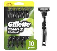 Gillette Mach3 Sensitive - Maquinillas de afeitar desechables para hombre, cabeza giratoria para un afeitado cómodo y apurado, 10 unidades