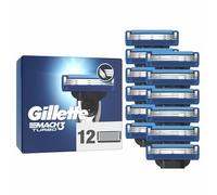 Gillette Mach3 Turbo - Cuchillas de afeitar para hombre, 12 cuchillas de repuesto originales Gillette con tiras deslizantes para un deslizamiento suave y revestimiento de la hoja