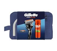 Gillette Proglide Fusion KIT REGALO, 2 LAMETTE + 1 manico, 1 SCHIUMA DA BARBA Sensitive, 1 ASTUCCIO DA VIAGGIO, Ideale per la CURA DELLA BARBA, Idea Regalo Uomo,idea regalo san valentino