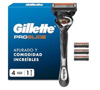 Gillette Proglide Maquinilla de Afeitar Hombre con 4 Recambios, Negro | 1 Mango + 4 Cuchillas de Afeitar con 5 Hojas Y Banda Lubricante, Diseñada para Un Afeitado Apurado