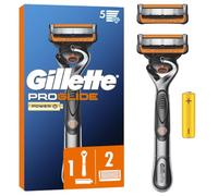 Gillette Proglide Power 1 afeitadora de barba y 2 cuchillas de repuesto con doble lubricación antes y después de las cuchillas, nueva lubricación EverGlide para una profundidad y comodidad increíbles