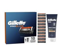 Gillette ProGlide Recambios Para Hombre, 10 Recambios + Gillette PRO Piel Sensible Crema De Afeitar 175 ml, cuchillas de afeitar, Máquinilla de afeitar hombre