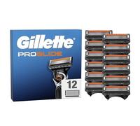Gillette Proglide Pack de 12 Recambios Para Maquinillas De Afeitar Para Hombre, Cuchillas De Afeitar Con Doble Lubricación y Recortadora De Precisión