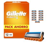 Gillette - Recambio de maquinilla de afeitar Fusion5 para hombres, pack de 12, autépticos, cartuchos con banda lubricante y 5 cuchillas para un afeitado manual eficaz, compatible con las mangas de la