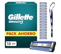 Gillette Recambios Maquinilla Afeitar Mach3 Base, 15 Recambios