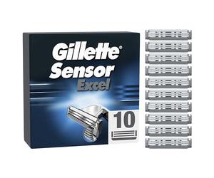 Gillette Sensor Excel Cuchillas de Afeitar para Hombre, Pack de 10 | Recambios de 2 Hojas Autoajustables para Máquinilla de Afeitar Gillette Sensor