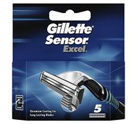 Gillette Sensor Excel Men'S Razor Blades, 5 recambios | Cuchillas dobles autoajustables