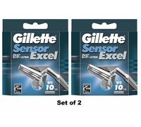 Gillette Sensor Excel Razor Refills 20 Cartuchos (2x10) Doble Hoja Genuino NUEVO