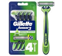 Gillette Sensor3 Sensitive - Maquinilla de afeitar desechable para hombre, 4 maquinillas de afeitar